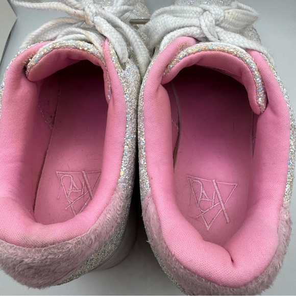 YRU LALA glitter sparkle pink heart platform rave edc sneakers white 9 - Picture 4 of 4